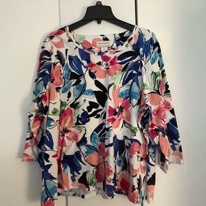 Isabel Maternity Floral Blouse - Blue and Pink